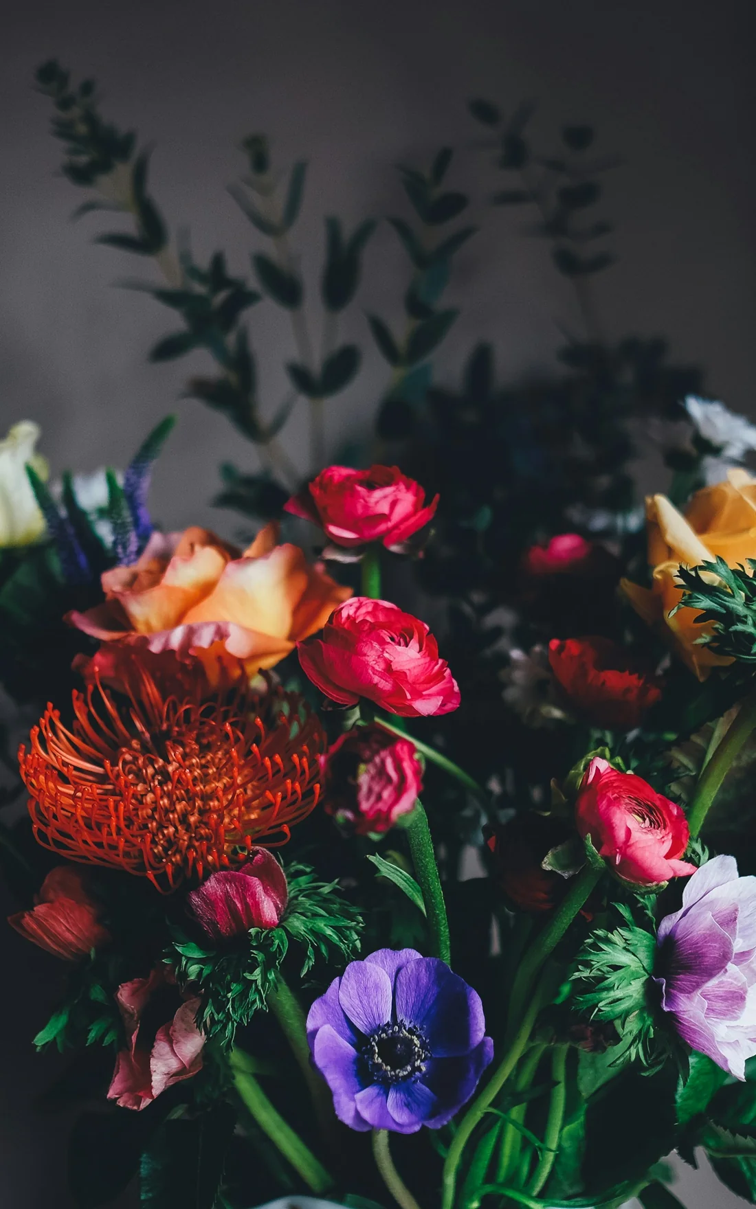 A richly colored bouquet of flowers